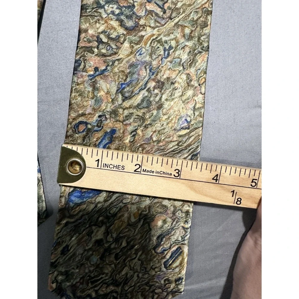 VINTAGE Cocktail Colors 100% Silk‎ Men's Necktie Abstract Gold/Blue